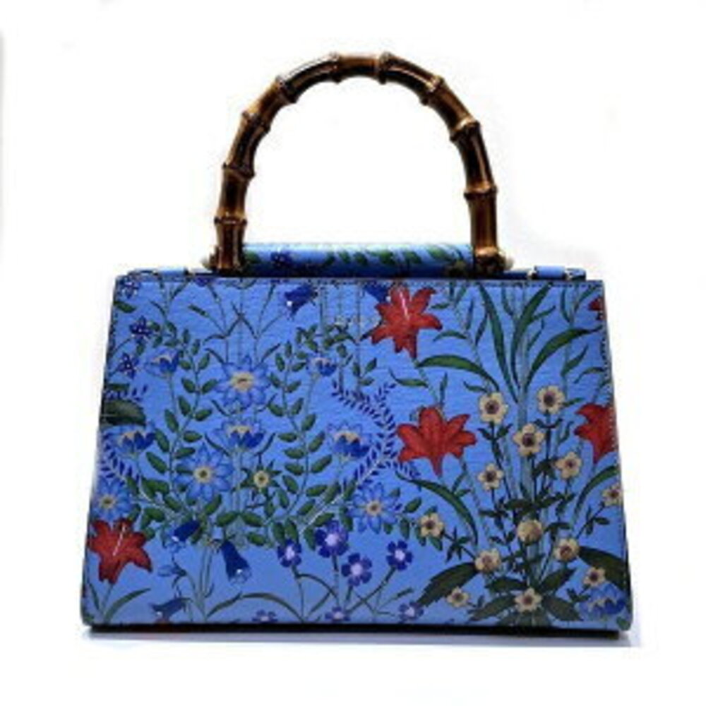Gucci Bamboo Flora Flower Bag Handbag Tote